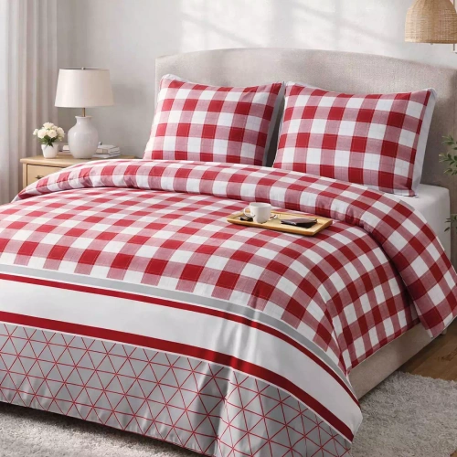 31516/1 Set de lenjerie de pat de Crăciun din flanel Flannellove Darymex gri roșu - set 100% bumbac, călduros și moale