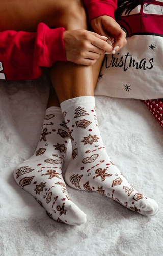 1283-038 Șosete de damă Dulce Milena melanj închis - festive, colorate, bumbac