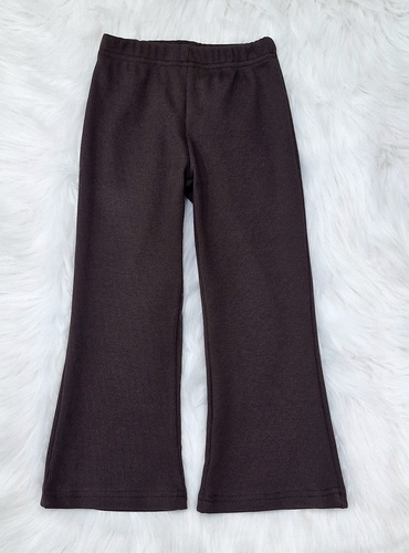 Pantaloni evazați Bambarillo cu dungi ciocolatiu – Tricot cu nervuri, bumbac cu elastan