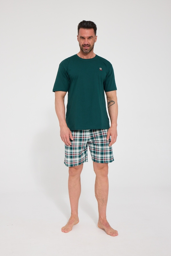 Cornette Wild Nature 326/350 Pijamale bărbați 100% bumbac verde scurtă