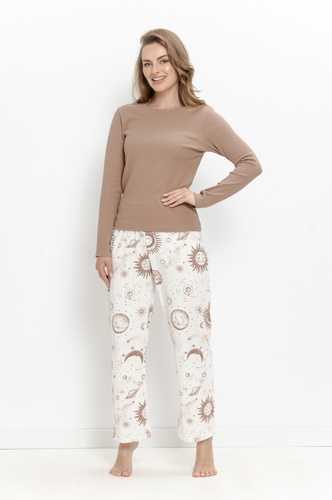 Pijamale damă Taro Astra 3618 bumbac lungă maro Cosmos