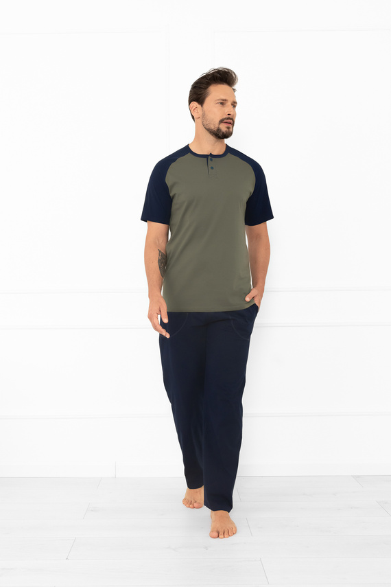 Pijama Alexander Italian Fashion pentru bărbați - bumbac, tricou polo și pantaloni