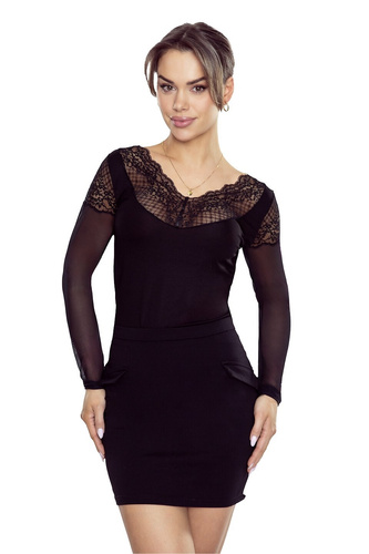 Bluză de damă Eldar Manami, neagră - viscoză, mânecă lungă, elegantă