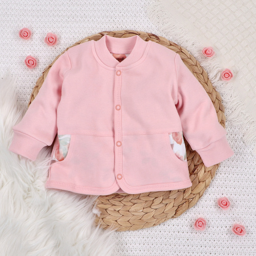 ABN-5429 Flori colorate Hanorac cu fermoar din bumbac organic Nini roz