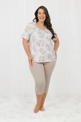 Pijama damă Empiria Italian Fashion bumbac mânecă scurtă pantaloni 3/4