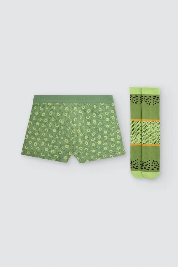 Ysabel Mora 20481 Set bărbați boxeri + șosete Kiwi verde bumbac