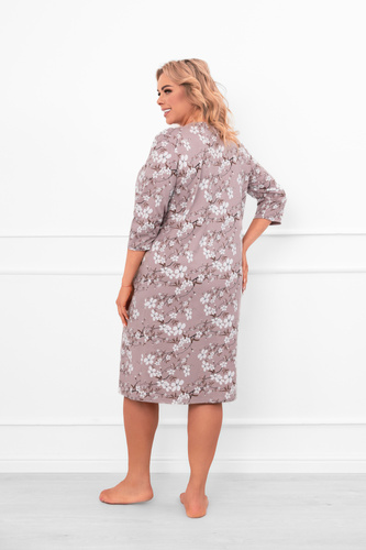 Cămașă de noapte pentru femei din bumbac Oshima cu mâneci 3/4 și model floral Italian Fashion