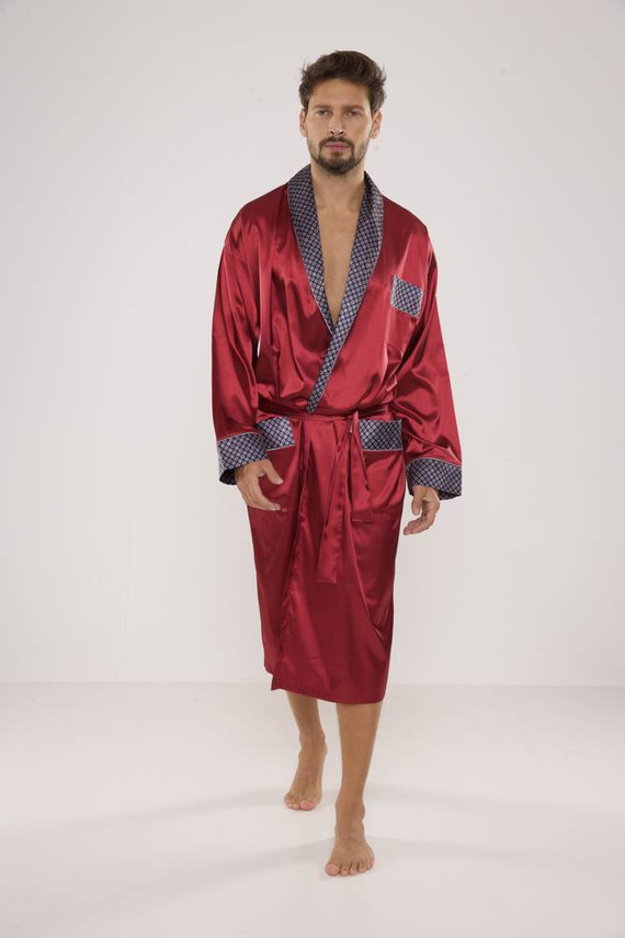 940 Halat de baie din satin pentru bărbați Forex - maro