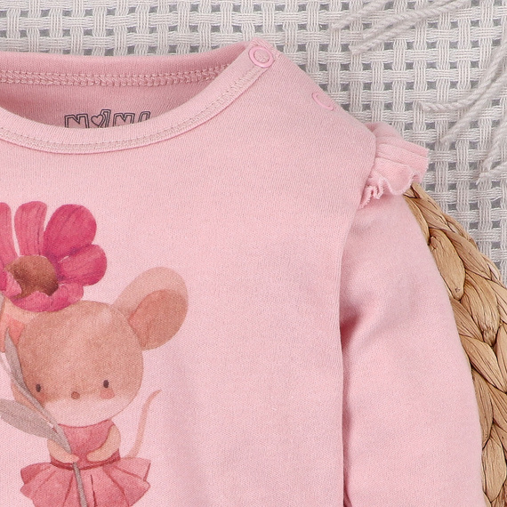 Body Nini 100% Little Mouse bumbac organic, fabricat în Polonia