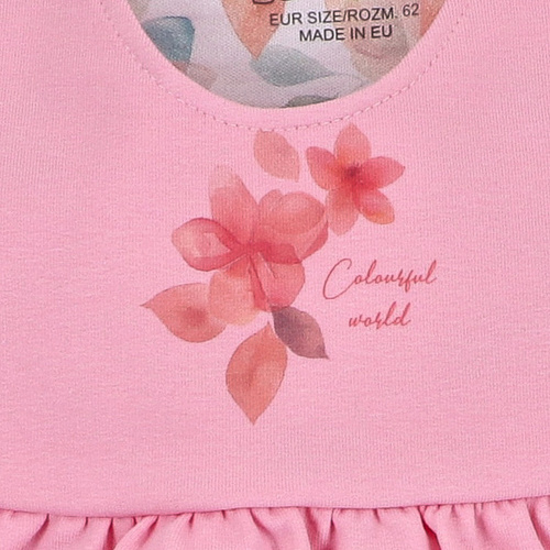 ABN-5427 Flori colorate Rochie din bumbac organic Nini roz