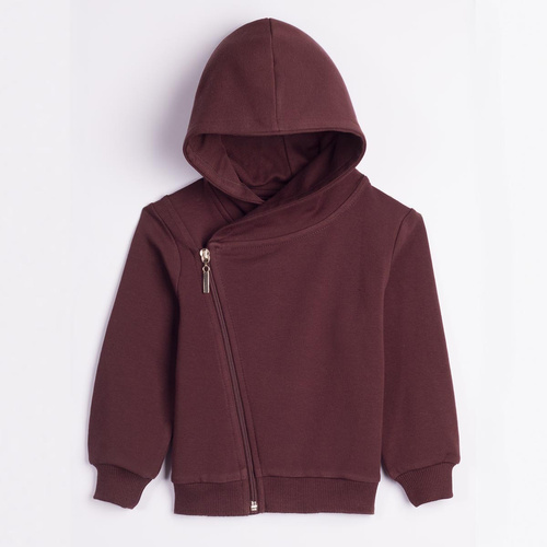 227276 Nicol BENEK Bluza băieți cu glugă, maro închis, cu fermoar