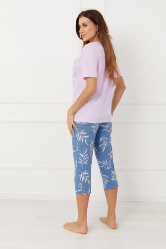 Pijama damă ERULA Italian Fashion bumbac mânecă scurtă pantaloni 3/4