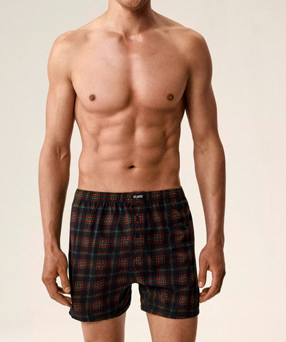 2GMB-013 Pantaloni scurți boxer Atlantic Green-Navy – Pantaloni scurți boxer bărbătești din bumbac, într-o cutie de 2