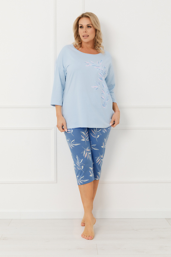 Pijama damă ERULA Italian Fashion bumbac jersey mânecă 3/4 plus size