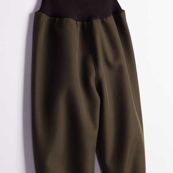 Nicol Pantaloni softshell copii 229052 polar talie înaltă cu manșete - khaki