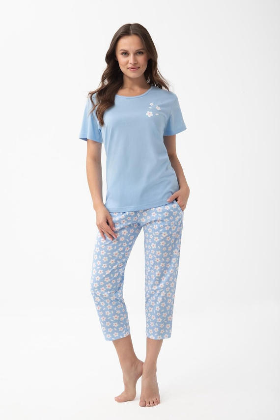 1301 Luna Pijama damă bumbac 3/4 florală confortabilă 100% bumbac