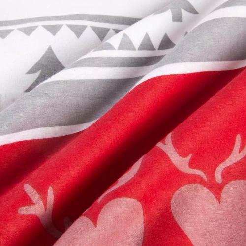 31516/1 Set de lenjerie de pat de Crăciun din flanel Flannellove Darymex gri roșu - set 100% bumbac, călduros și moale