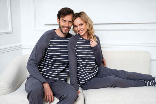 Lars Pijama cu mânecă lungă pentru bărbați, pantaloni lungi Italian Fashion - imprimeu grafit/grafit