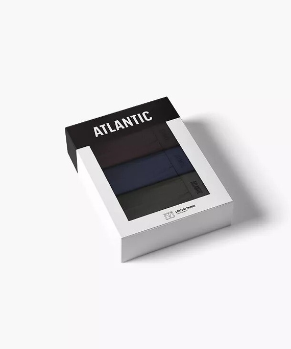 Boxeri bărbați Atlantic 3MH-0177 A3 set 3 bucăți maro-indigo-khaki, bumbac, picior lung