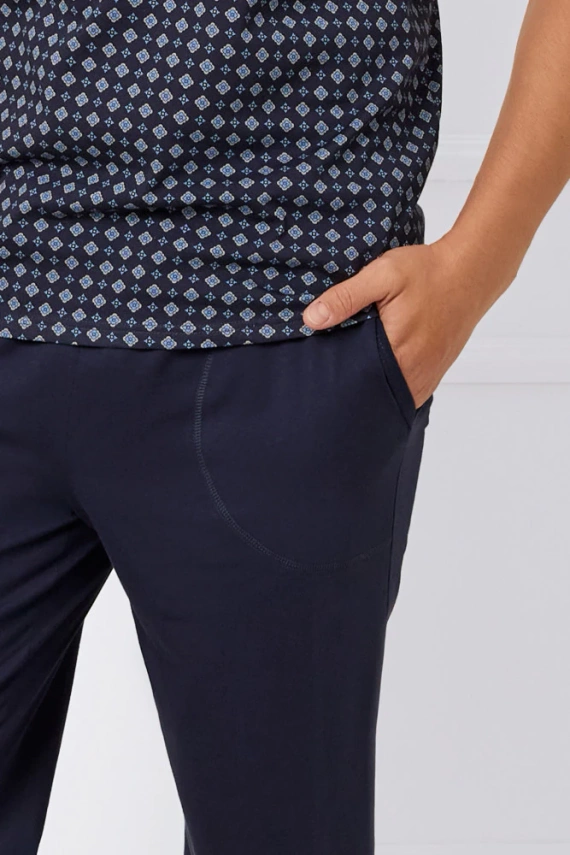 Gerard Pijama cu mânecă scurtă pentru bărbați, pantaloni 3/4 Modă italiană - print/verde 