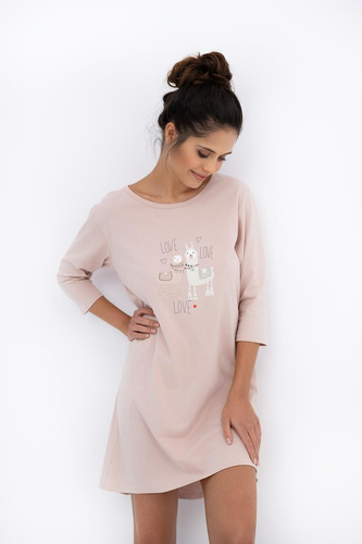 Cămașă de noapte Sensis Lama pentru femei – 100% bumbac, imprimeu cu lame