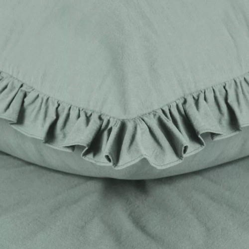 Lenjerie de pat din bumbac cu volănaș Eurofirany 100% bumbac cu fermoar, culoare salvie
