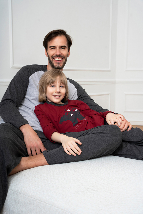 Morten Pijama pentru băieți Italian Fashion burgundy/c.melange