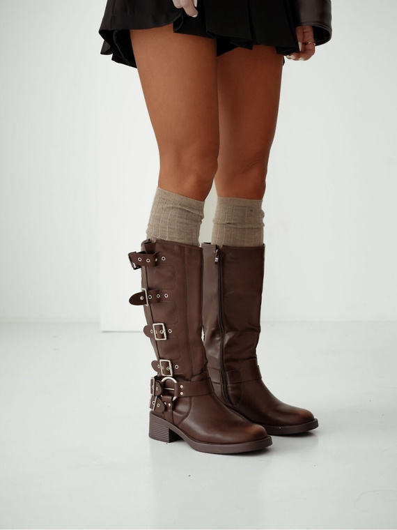 Șosete până la genunchi 1627-001 Milena bej – lână, nervuri, manșetă necompresivă