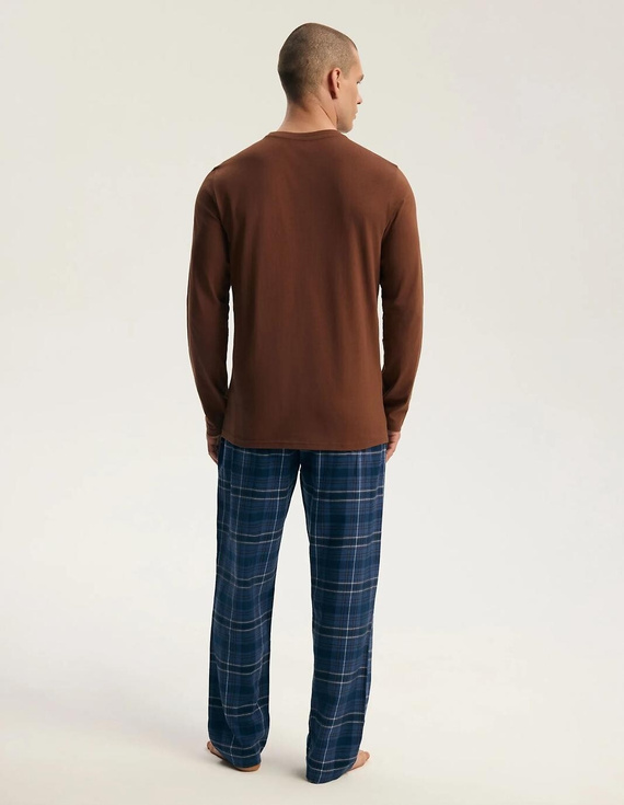 Pijamale bărbați Henderson 45451 Imago maro 100% bumbac flanel premium