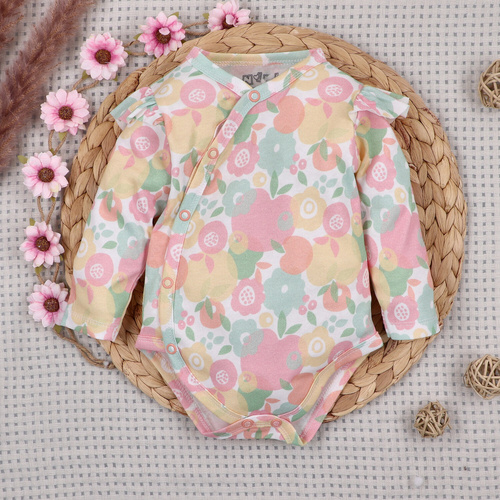 Set bebeluși NINI Colorful Fruits bumbac organic body pantaloni căciuliță fete
