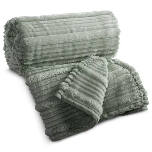 Cuvertură pled Nina 220x200 flanel 3D moale Eurofirany 300 GSM salvie
