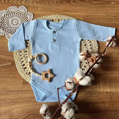 BP008 Body polo cu mâneci lungi Mamatti - albastru