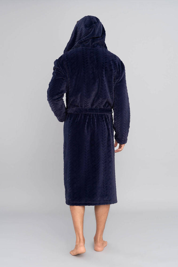 Zygmunt Halat de baie pentru bărbați cu glugă Italian Fashion - albastru marin 