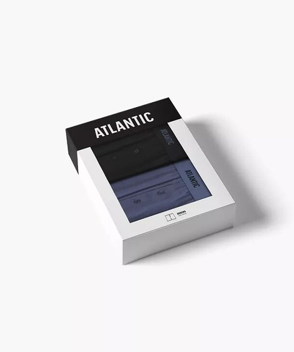 Boxeri bărbați Atlantic 2MBX-0255 A2 2-pack negru-denim – lejeri, 100% bumbac