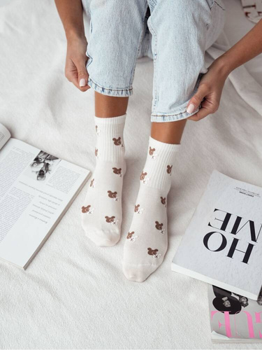 200-142 Ciorapi dama Teddy Bear Heads Milena - ecru