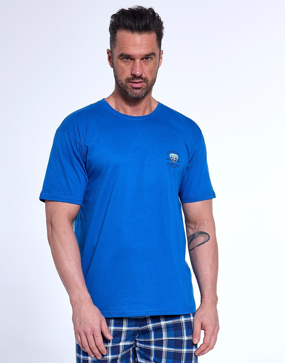 326/187 West Pijamale cu mâneci scurte pentru bărbați, pantaloni scurți Cornette, albastru