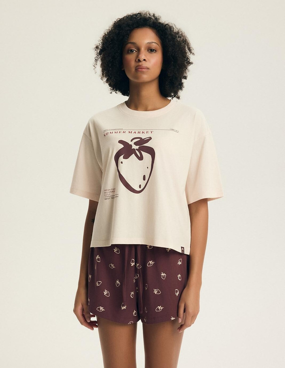 Pijama damă Henderson Evika 44474 – bumbac, căpșuni, șorturi