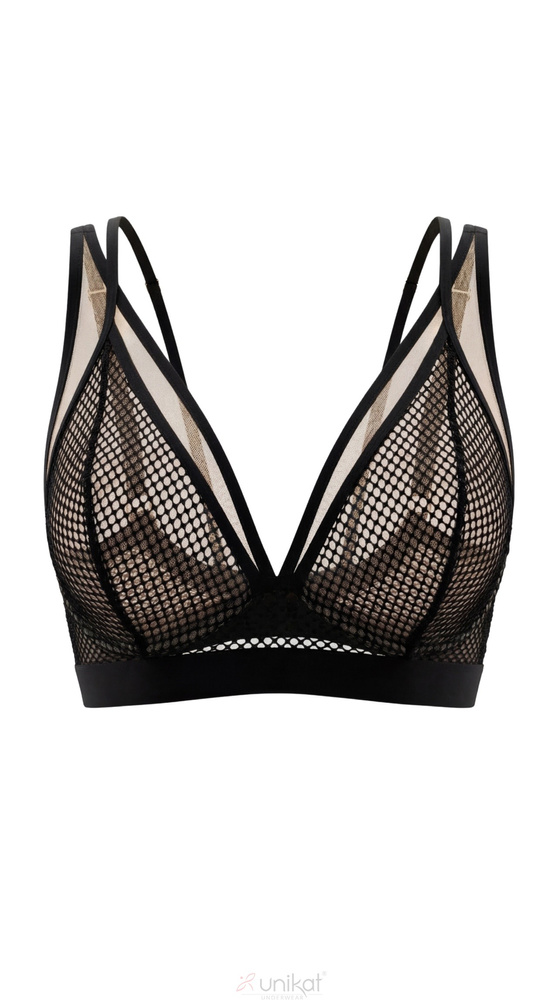 Biustonosz soft Edith Unikat negru transparent, bralette din plasă