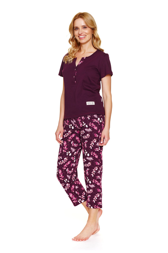 Doctor Nap 7267 – Pijamale din bumbac marime plus pentru femei | Producție poloneză, 100% bumbac - visiniu