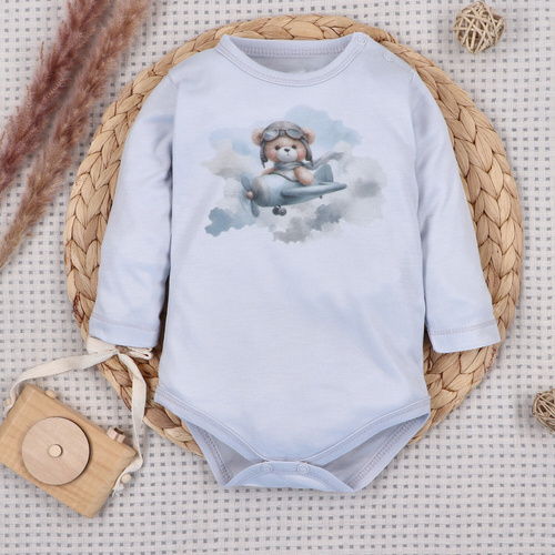 NINI ABN-5746/JSZ body pentru bebeluși 100% bambus Baby Bear Pilot cu capse