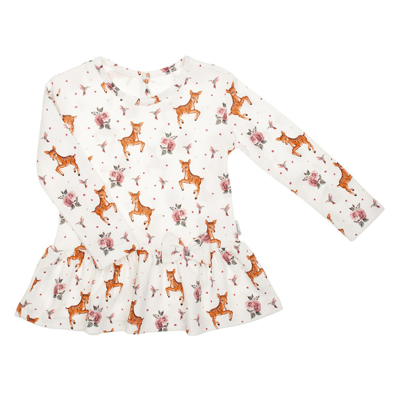 216138 Bluză pentru fete Lala – Nicol, bumbac, mâneci lungi, imprimeu bej