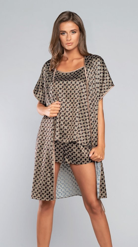 Ellipse halat de baie cu mânecă scurtă Italian Fashion - maro