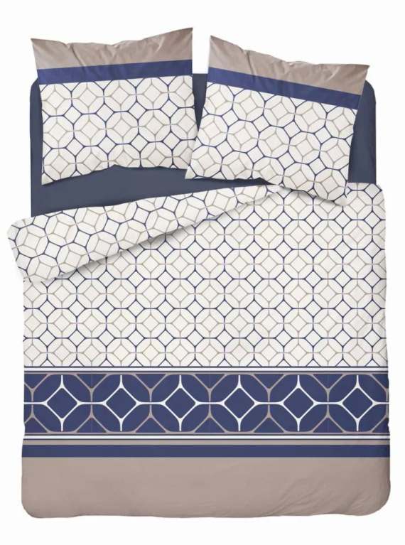 5039 A Lenjerie de pat din microfibră cu motiv hexagonal Detexpol, bleumarin