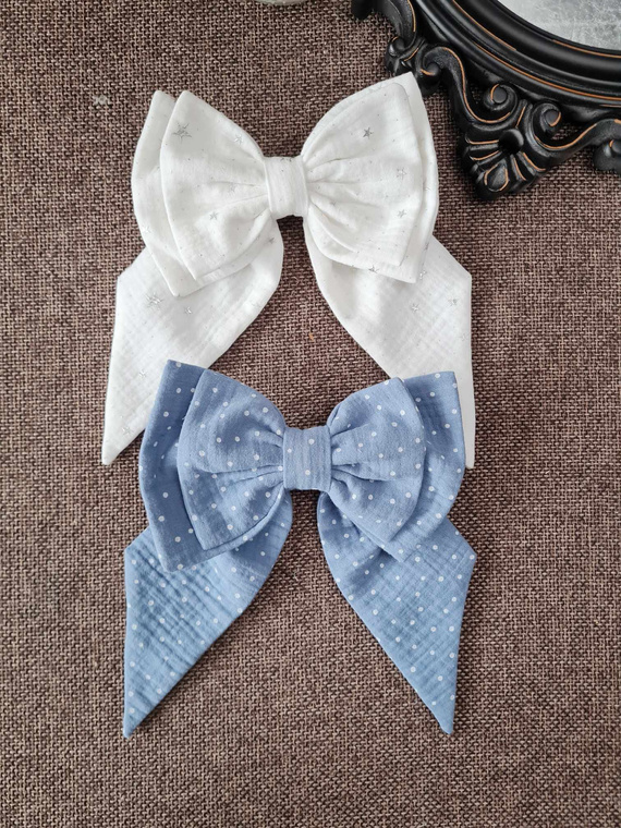 KMN16 Arc de păr de muselină cu închidere automată Marija - albastru