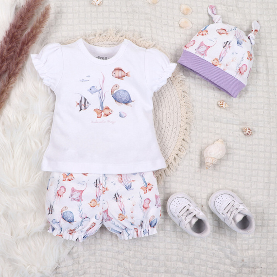 ABN-5489 Underwater World Nini pantaloni scurți pentru bebeluși – bumbac organic, pentru fete