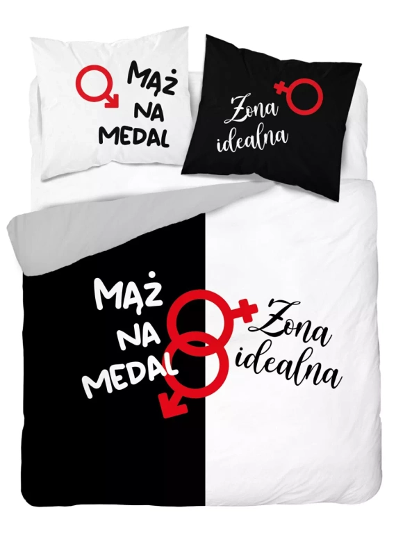 5121 Set de lenjerie de pat Holland Detexpol din bumbac, soț/soție perfectă premiat – 100% bumbac, față-verso, producție poloneză