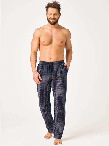 Pantaloni de pijama bărbați Key MHT 406 negri, flanel, 100% bumbac