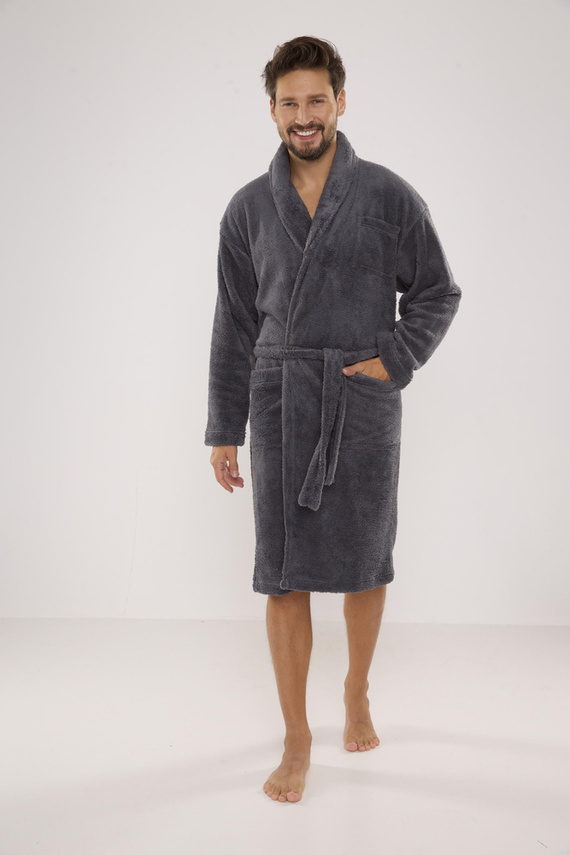 811 De Lafense halat de baie de pluș pentru bărbați - gri