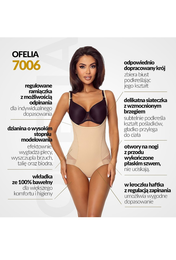 Body 7006 Ofelia Lapinee bej Body modelator sub bust, modelare siluetă