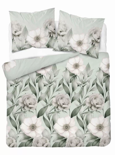 5220 B Lenjerie de pat satin romantic Magnolia Detexpol verde